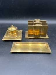 3 Piece Brass Desk/office Accessories