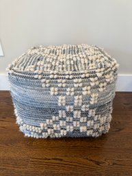 Arhaus Blue And White Ottoman Pouf