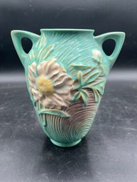 8' Vintage Roseville Peony 63-8 Double Handled Vase