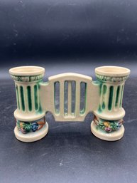 1920s Vintage Roseville Corinthian Double Bud Vase Or Candlestick Holder