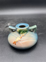 Vintage Roseville ICSI Blue Snowberry Candlestick Holder