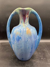 13' Pierrefonds Glazed Double Handled Art Nouveau Vase 476