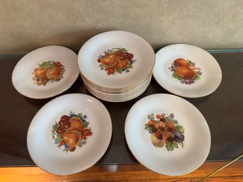 Set Of 12 Antique Hand Painted M & R 8' Plates
