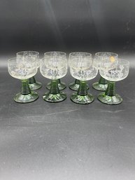 Set Of 8 Vintage Roemer Green Beehive Stem 4' Goblets