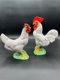 2 Vintage Ceramic Roosters