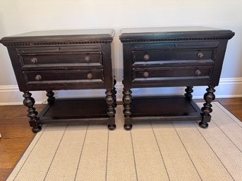 Pair Of Tommy Bahama Distressed Style End Tables