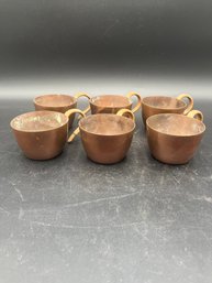 Set Of 6 Copper Cups With Wrapped Handles