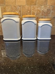 Williams Sonoma Set Of White Ceramic Canisters