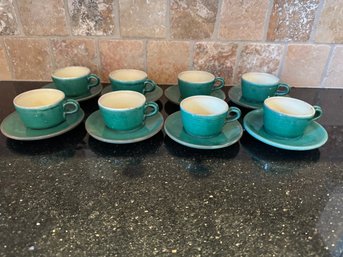 Nicola Fasano Green Ceramic Demitasse Cups And Saucers