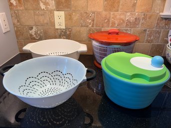 Lot Of Salad Spinners And Colanders