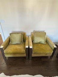 Pair Of Chrome Upholstered Side Chairs