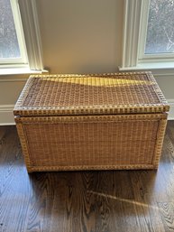 Wicker And Wood Storage Chest