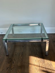 Modern Chrome Coffee Table With Thick Glass