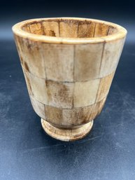 4' Polished Cow Horn Storage Cup