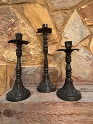 Set Of 3 Metal Candlesticks