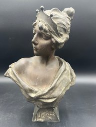 15' Art Nouveau 'Lucrece' Bronze Bust By Emmanuel Villanis