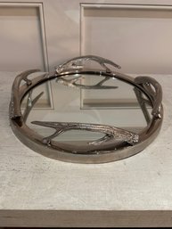 Horn Mirrored Round Tray