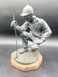 14' 'Reading The Green' Bronze Sculpture On Wood Base