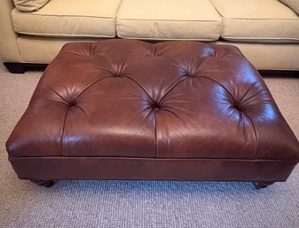 Ethan Allen Tufted Leather Ottoman