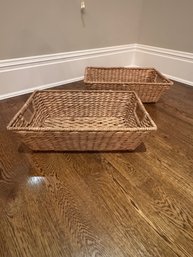 Pair Of  Woven Seagrass Baskets With Handles
