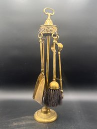 22' Vintage Brass 5 Piece Fireplace Tool Set