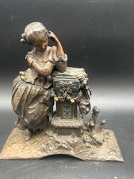 10' Antique Bronze Mantle Clock Sculpture