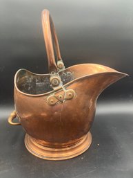 Antique Victorian Copper Helmet Coal Scuttle Fireside Bin