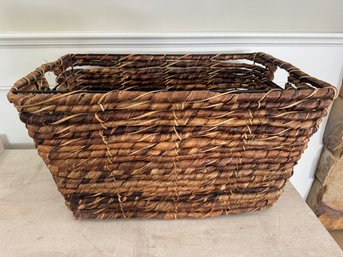 Large Woven Basket With Metal Frame