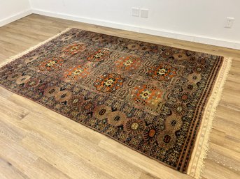 Antique Hand Knotted Wool Rug Made In USSR