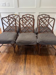 Set Of Six Upholstered Vintage Wooden Chairs