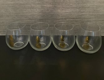 4 Vintage Pineapple Glasses