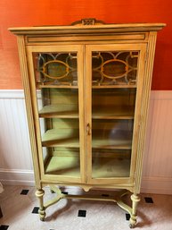Antique Carved Glass Door Cabinet On Casters