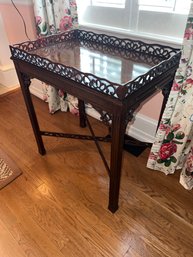 Drexel Heritage Mahogany Chinese Chippendale Style Carved Table