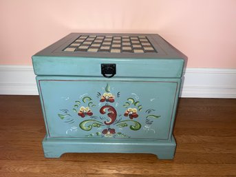 Hand Painted Wood Storage Box Checker Board