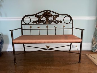 Iron Bench With Upholstered Seat