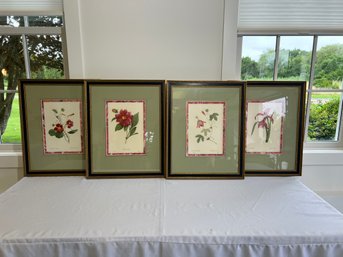 Set Of 4 Framed Floral Art By Pierre-joseph Redoute