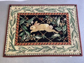 Wool Area Rug Featuring Rabbit
