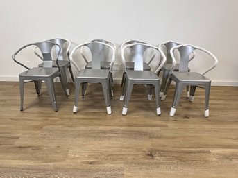 Set Of Eight Grey Metal Arm Chairs (NEVER USED)