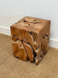 Solid Teak Root Cube Accent Table