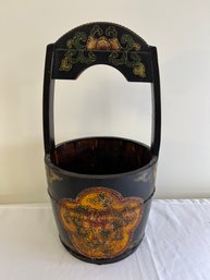 Antique Wooden Hand Painted Chinese Wedding Basket