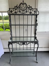 Brown Jordan Metal Bakers Rack With Glass Shelves