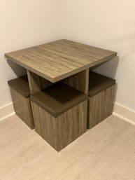 Compact Dining Set With Storage Capable Ottomans