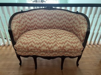 French Provincial Upholstered Settee/loveseat (orange)