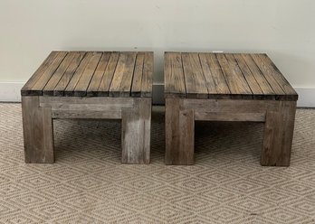 Pair Of Outdoor Teak Side Tables