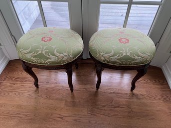 Pair Of 2 Upholstered Oblong Stools (1of 2)