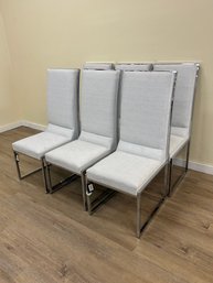 6 Chrome Upholstered High Back Dining Chairs