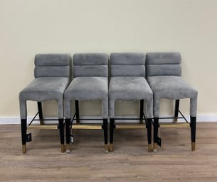 4 Taylor Gray Velvet Counter Stool By TOV Furniture