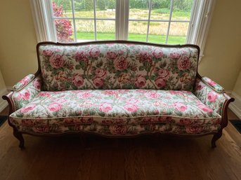 ANTIQUE NEWLY UPHOLSTERED SOFA