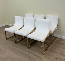 6 Marcelle White Chenille Dining Chairs By Surpan