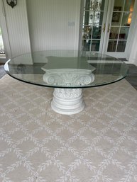 Large Glass Top Dining Table With Fiberglass Pedestal Base